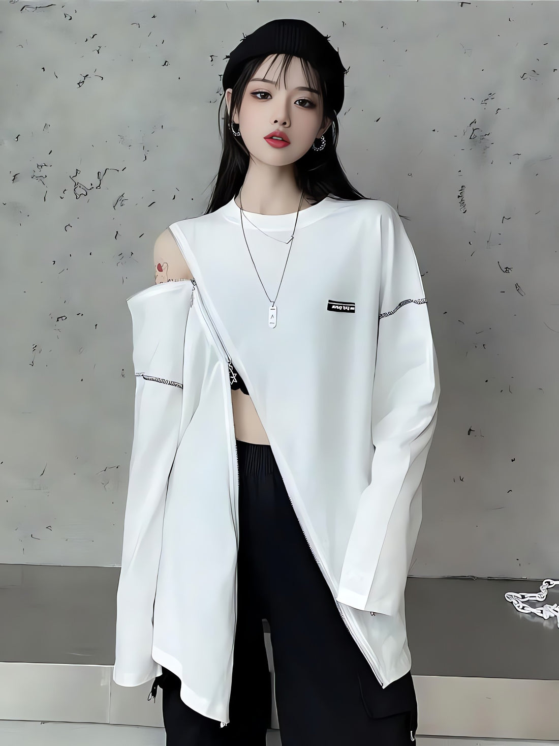 Cyberpunk Cross Zip-Up Top - KAYSMAR