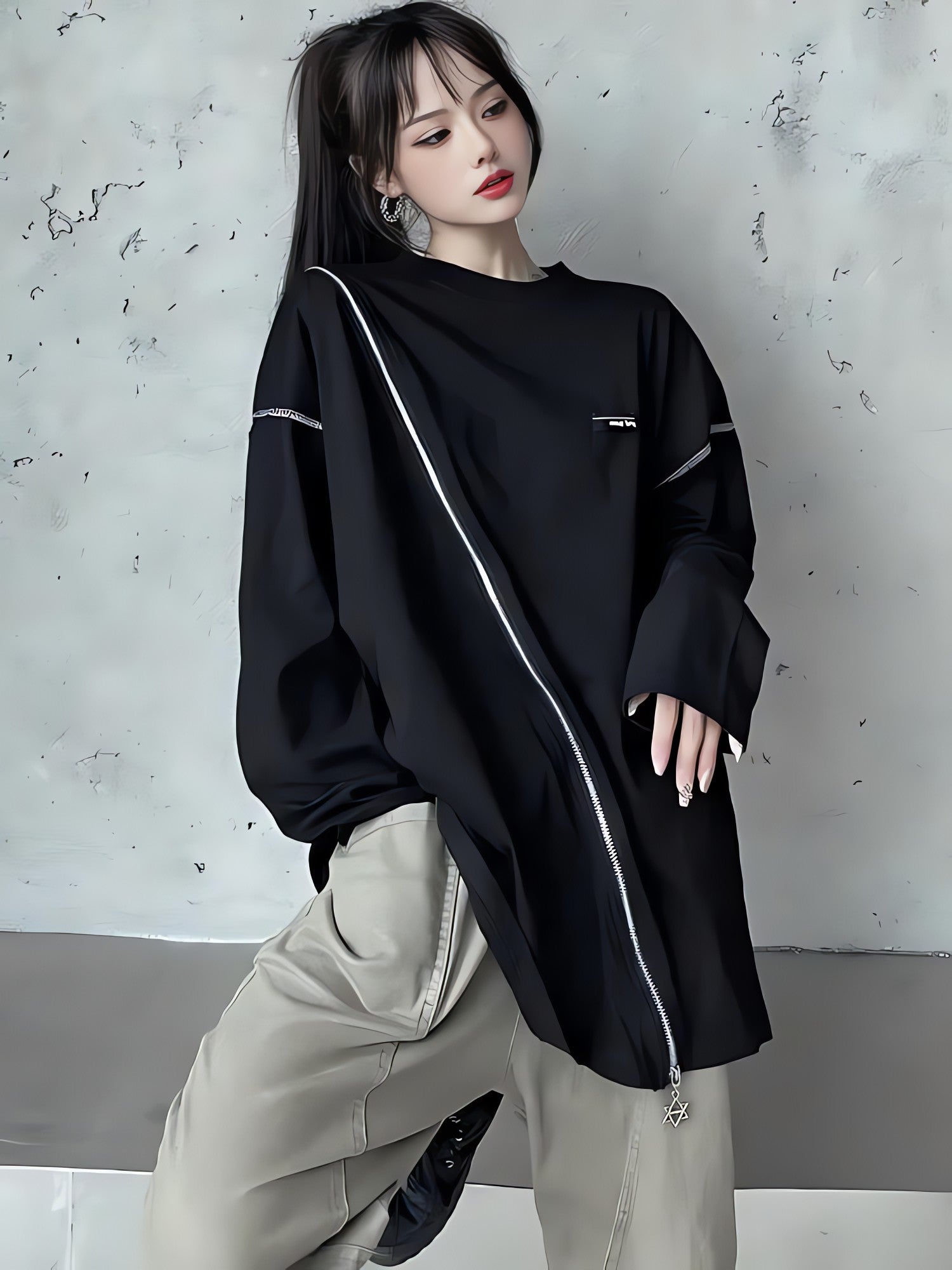 Cyberpunk Cross Zip-Up Top - KAYSMAR