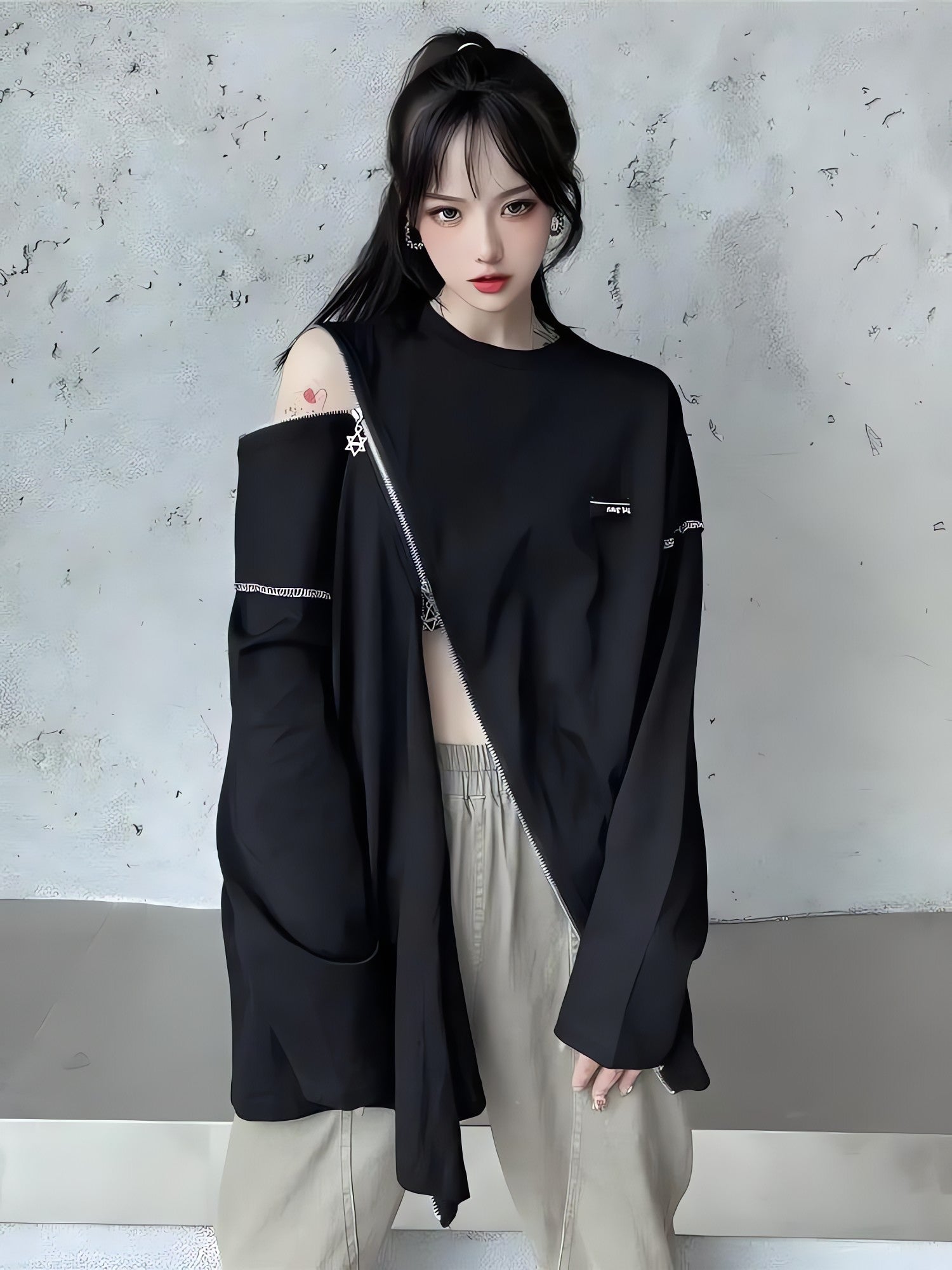 Cyberpunk Cross Zip-Up Top - KAYSMAR