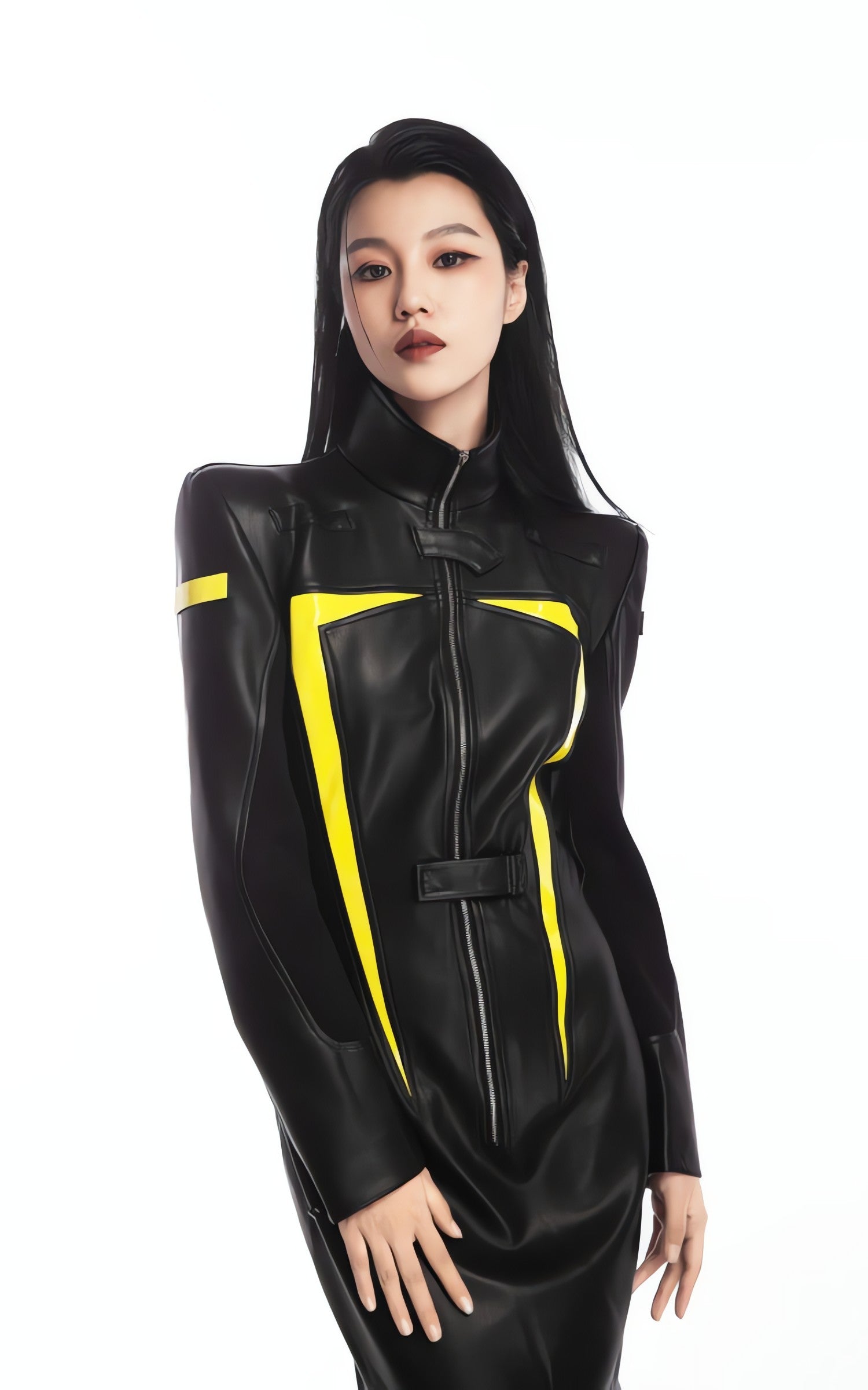 Cyberpunk Faux Leather Maxi Dress
