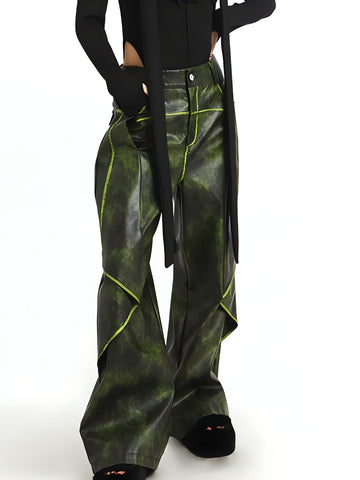 Cyberpunk Forest Faux Leather Pants - KAYSMAR