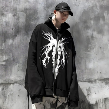 Cyberpunk Ghost Full Zip-Up Hoodie - KAYSMAR