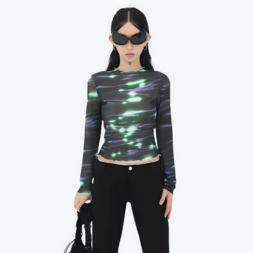Cyberpunk Green Lights Mesh Top - KAYSMAR