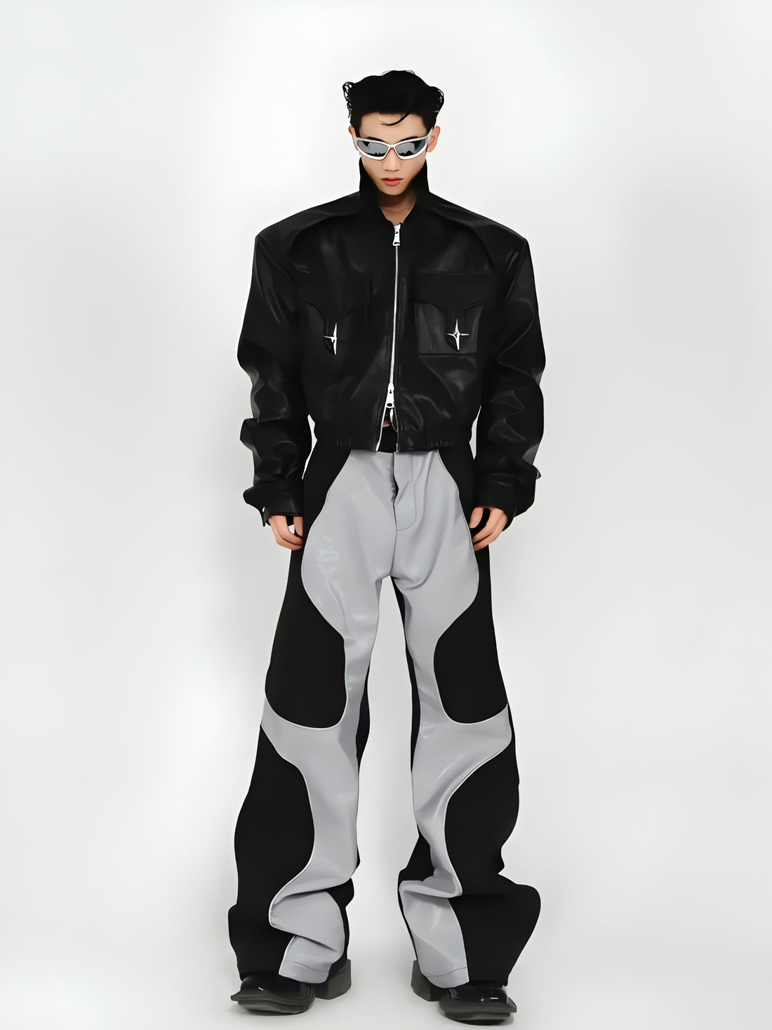 Cyberpunk Patchwork Wide Leg Pants - KAYSMAR
