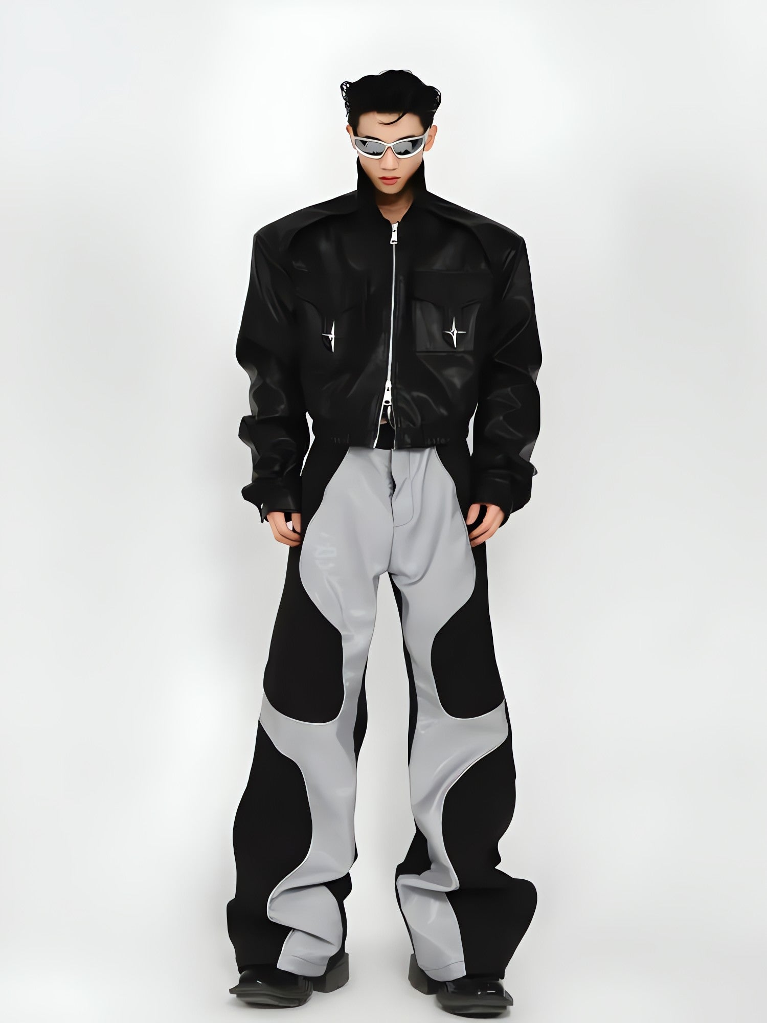 Cyberpunk Patchwork Wide Leg Pants - KAYSMAR