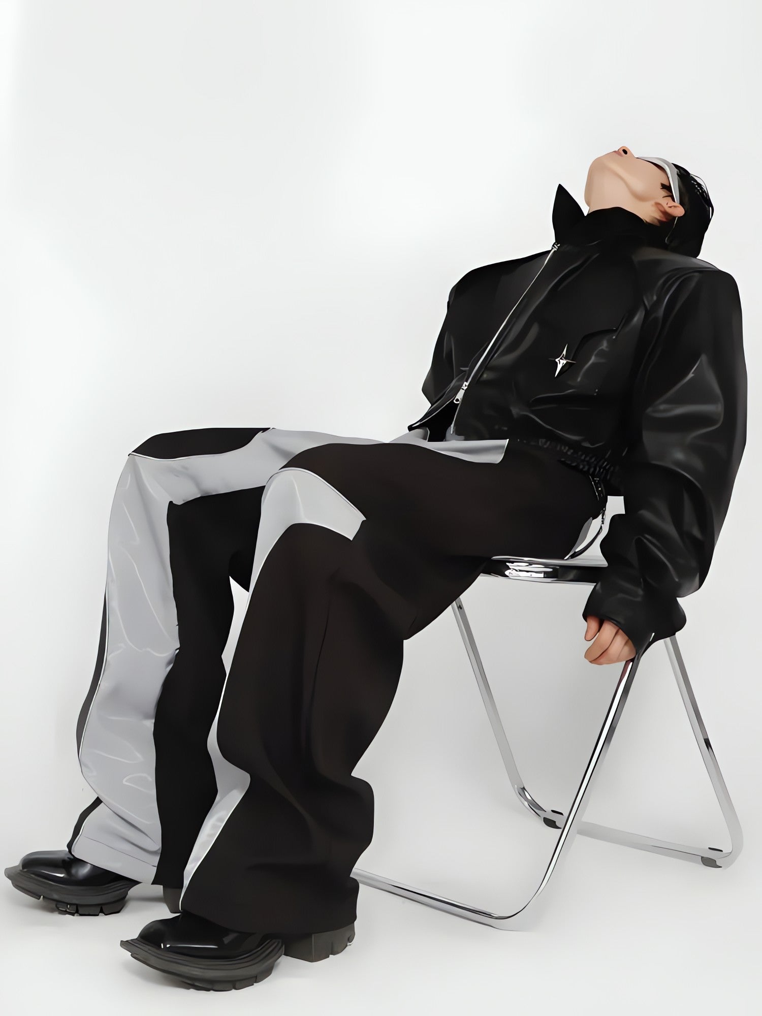 Cyberpunk Patchwork Wide Leg Pants - KAYSMAR