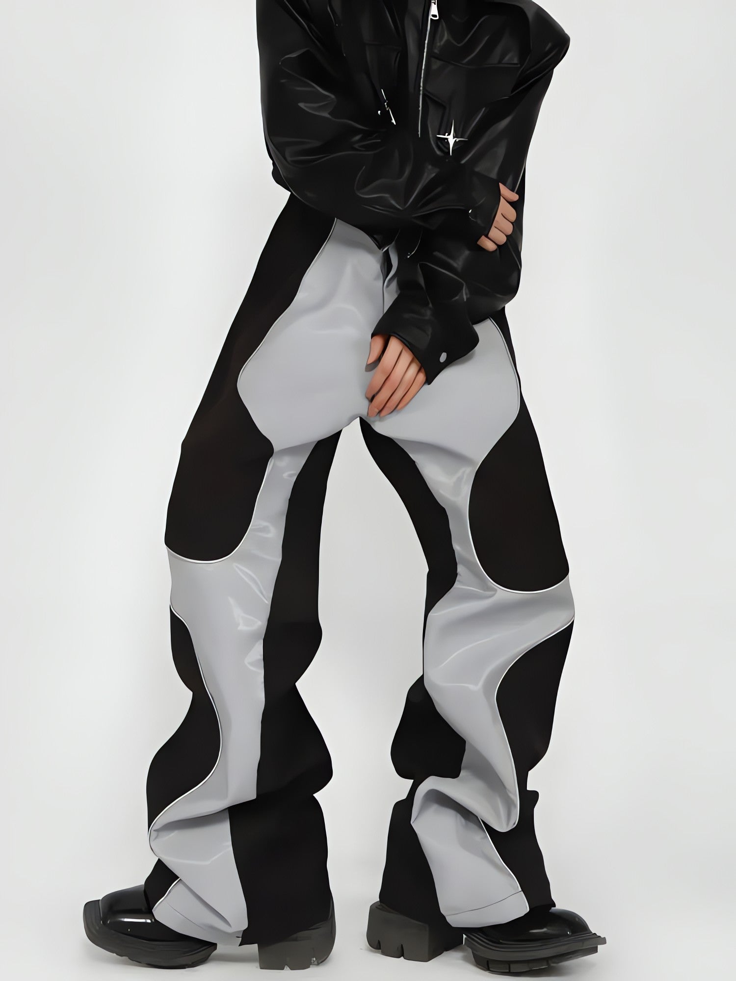Cyberpunk Patchwork Wide Leg Pants - KAYSMAR