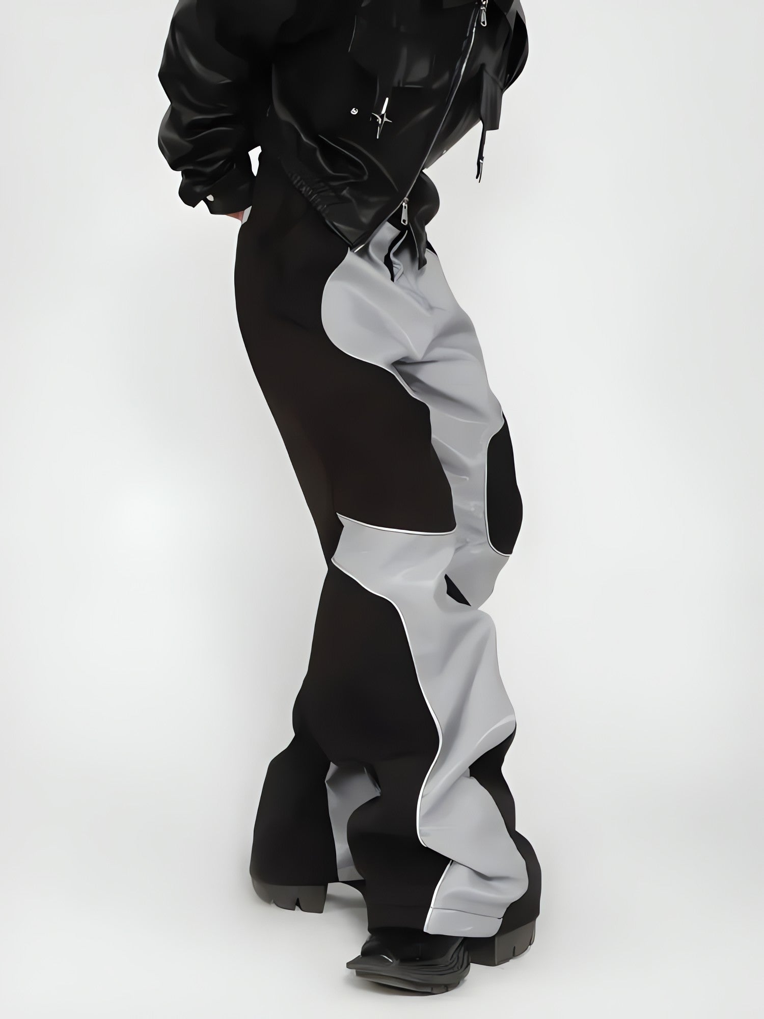 Cyberpunk Patchwork Wide Leg Pants - KAYSMAR