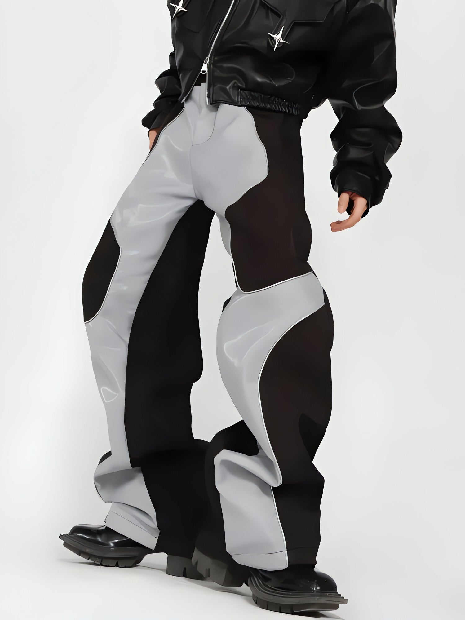 Cyberpunk Patchwork Wide Leg Pants - KAYSMAR