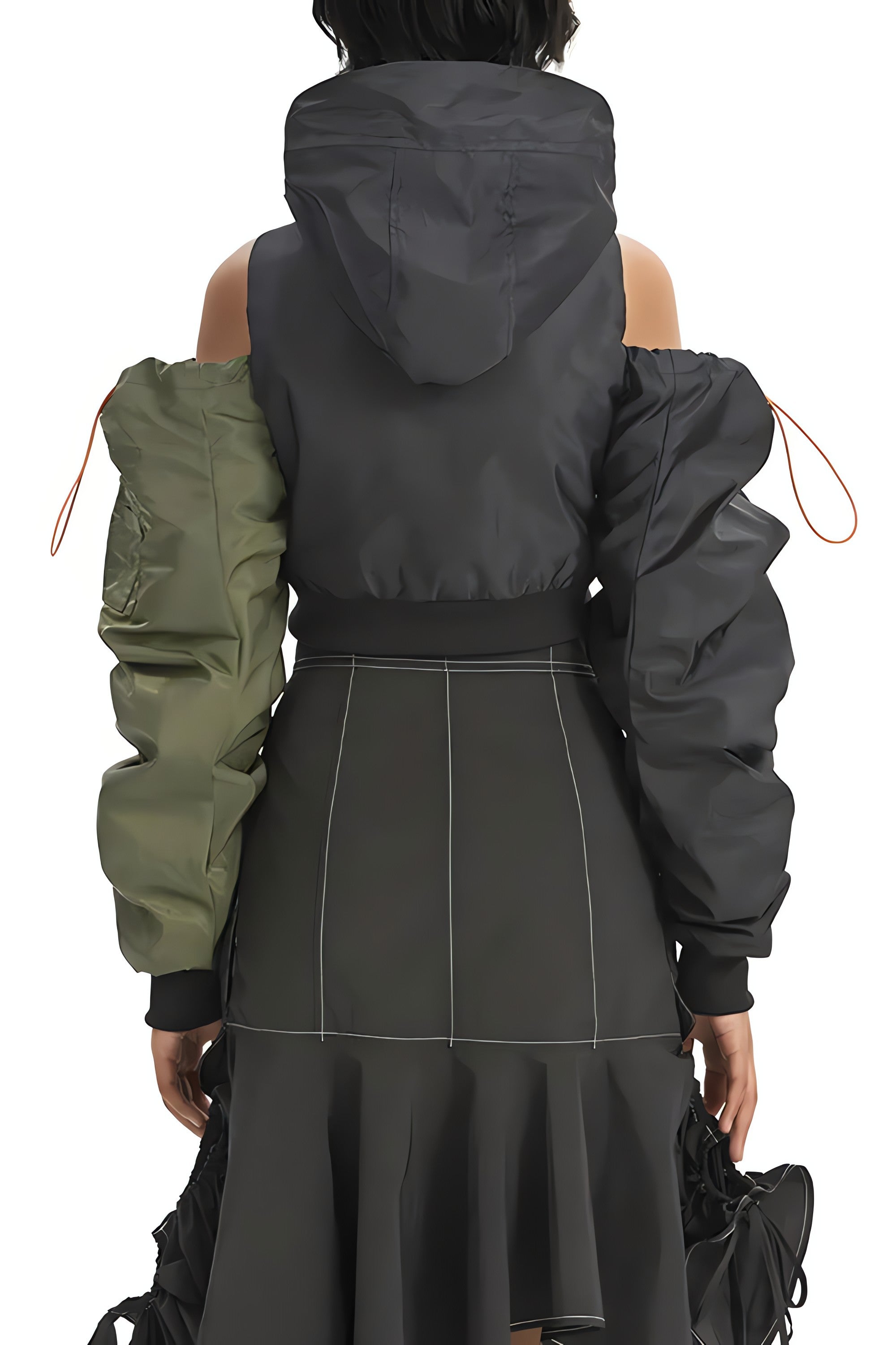 Cyberpunk Ruched Sleeve Puffer Jacket - KAYSMAR
