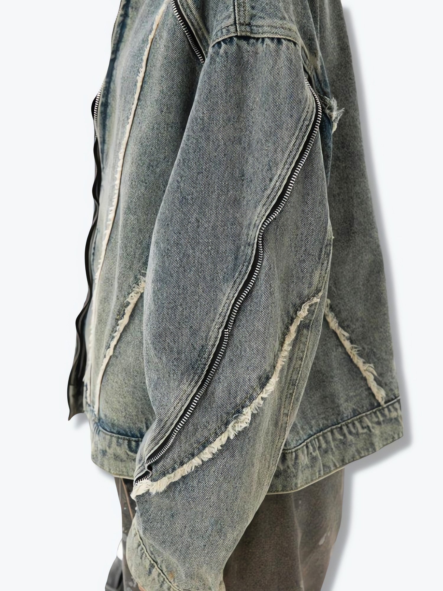 Cyberpunk Zip-Up Denim Jacket - KAYSMAR