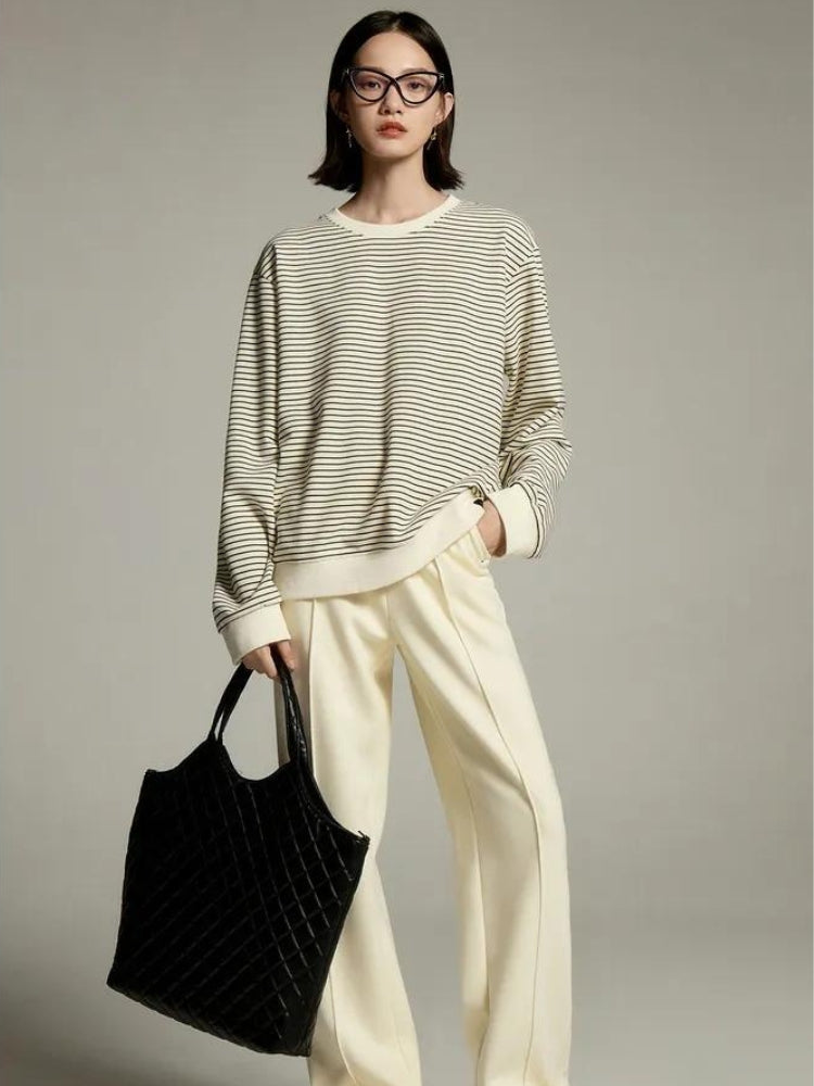 Daisy Embroidered Striped Sweatshirt - KAYSMAR
