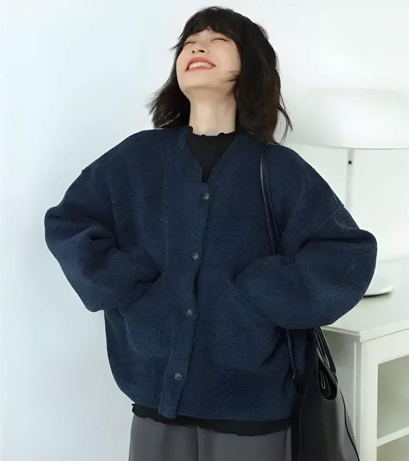 Dark Academia Button Up Pockets Cardigan - KAYSMAR