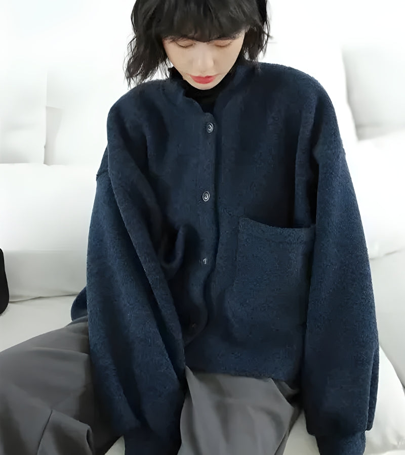Dark Academia Button Up Pockets Cardigan - KAYSMAR
