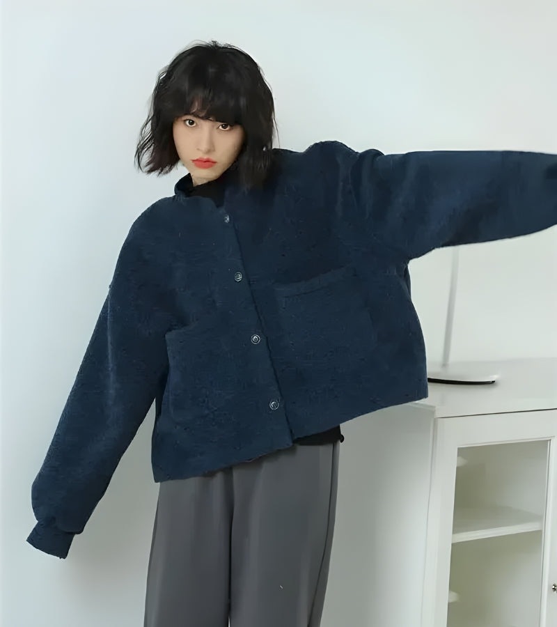 Dark Academia Button Up Pockets Cardigan - KAYSMAR