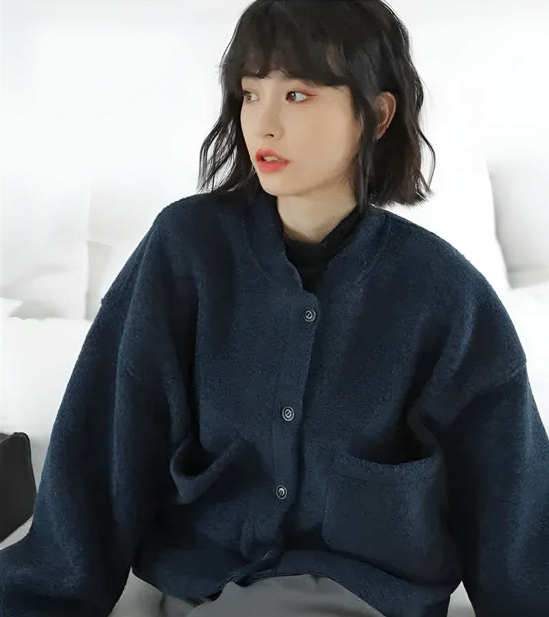 Dark Academia Button Up Pockets Cardigan - KAYSMAR