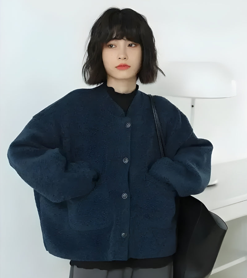 Dark Academia Button Up Pockets Cardigan - KAYSMAR