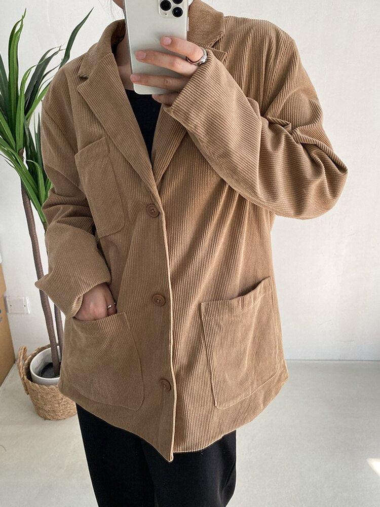 Dark Academia Corduroy Long Jacket - KAYSMAR