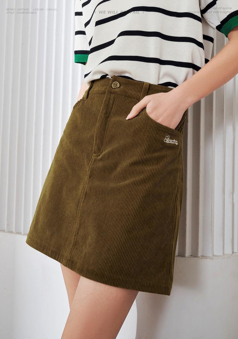 Dark Academia Corduroy Mini Skirt - KAYSMAR