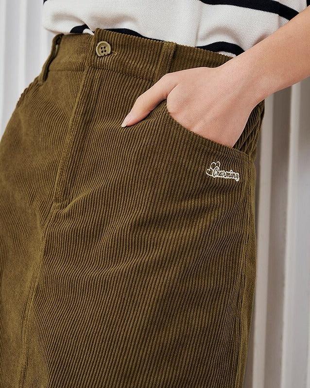 Dark Academia Corduroy Mini Skirt - KAYSMAR