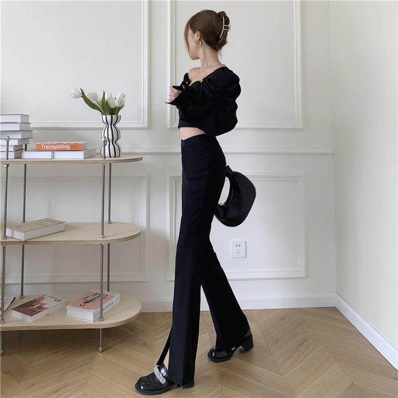 Dark Academia Hem Split Pants - KAYSMAR
