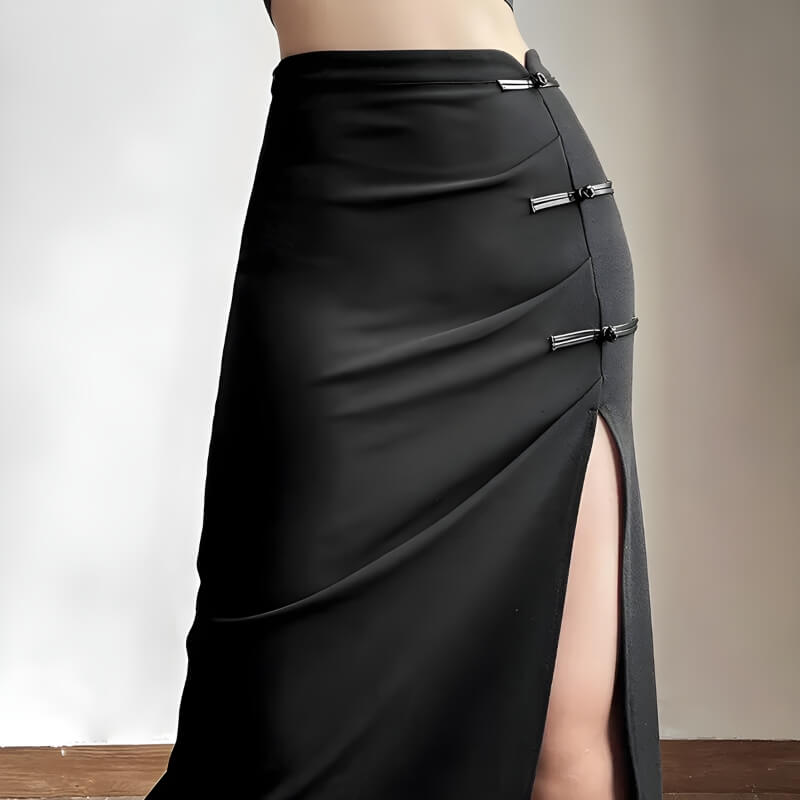 Dark Academia High Split Midi Pencil Skirt - KAYSMAR