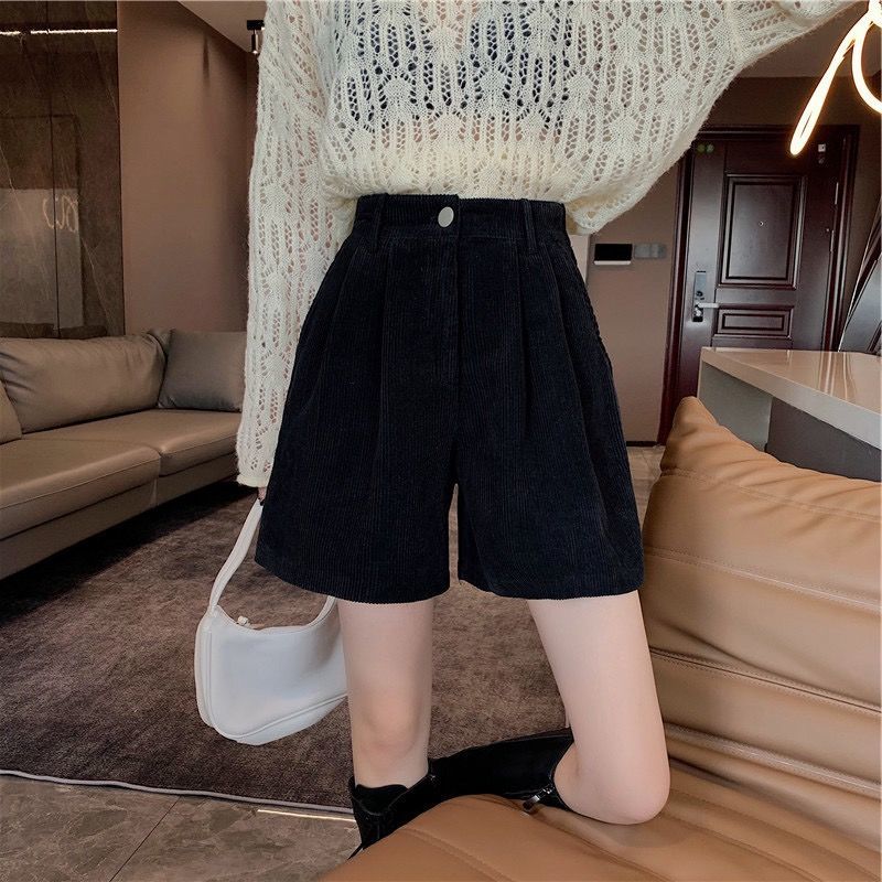 Dark Academia High Waist Corduroy Shorts - KAYSMAR