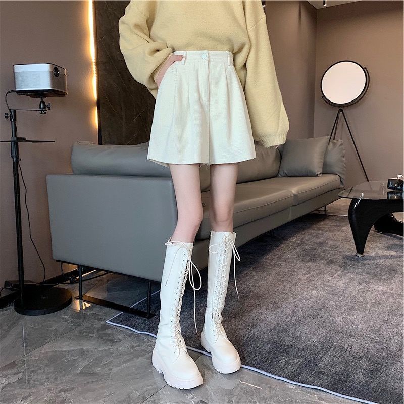 Dark Academia High Waist Corduroy Shorts - KAYSMAR