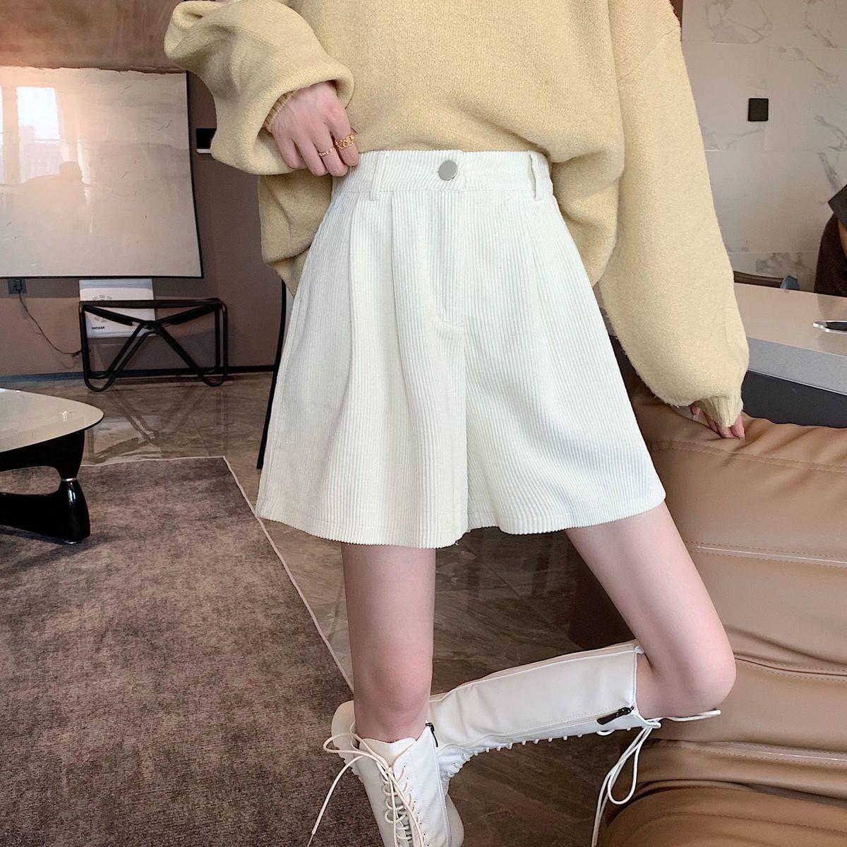Dark Academia High Waist Corduroy Shorts - KAYSMAR