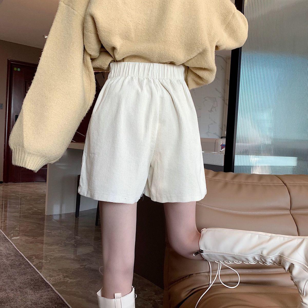 Dark Academia High Waist Corduroy Shorts - KAYSMAR