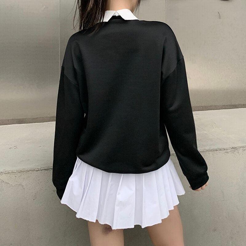 Dark Academia Letter Print Sweatshirt - KAYSMAR