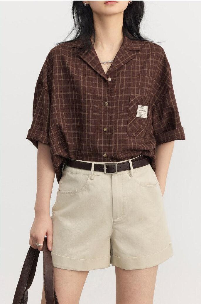 Dark Academia V-Neck Plaid Shirt - KAYSMAR