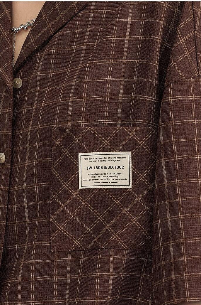 Dark Academia V-Neck Plaid Shirt - KAYSMAR