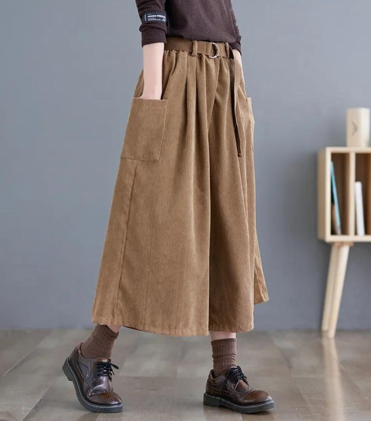 Dark Academia Wide Leg Corduroy Pants - KAYSMAR