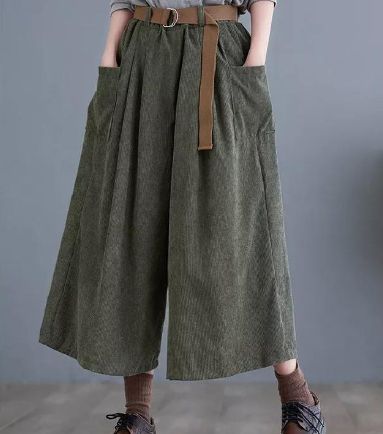 Dark Academia Wide Leg Corduroy Pants - KAYSMAR