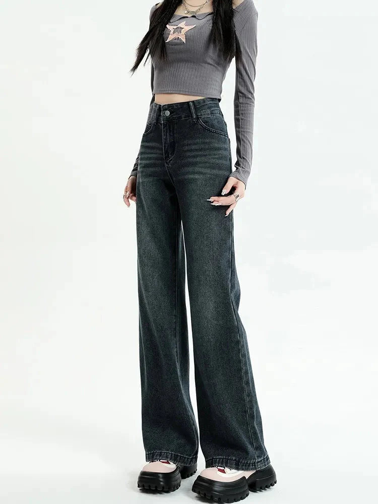Dark Wash Straight Leg Denim Jeans - KAYSMAR