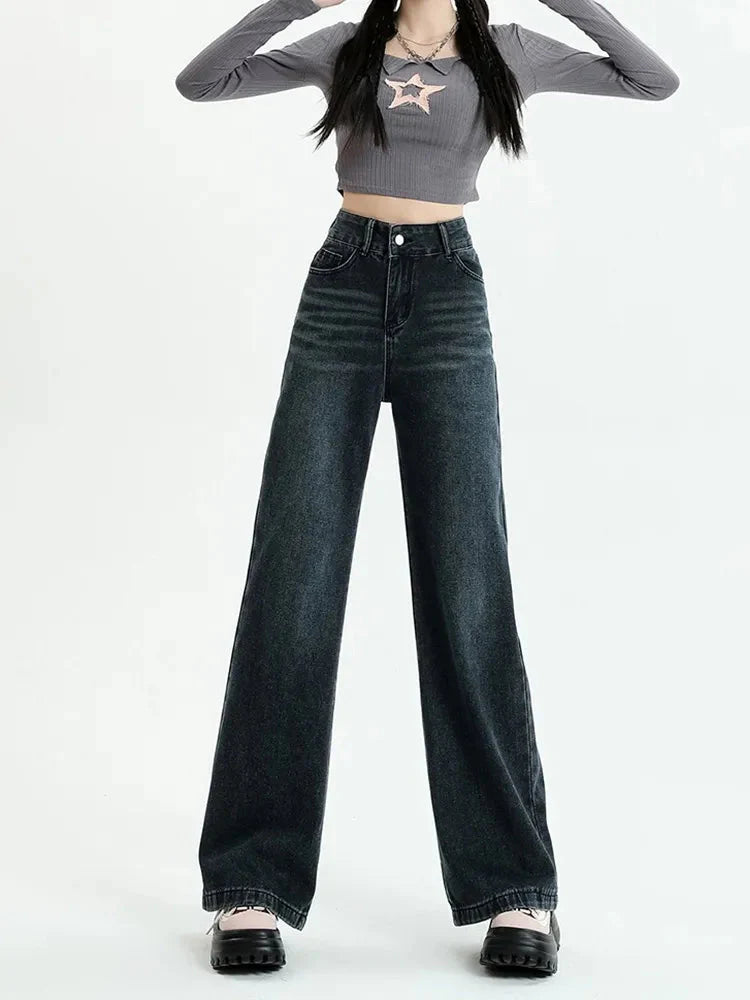 Dark Wash Straight Leg Denim Jeans - KAYSMAR