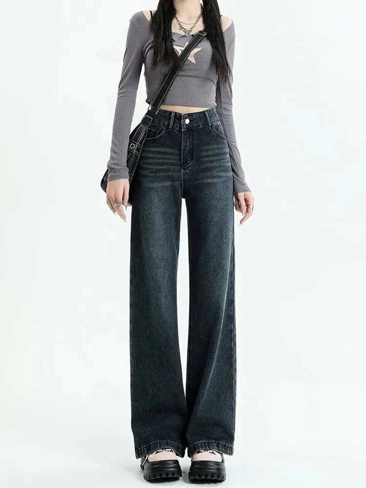 Dark Wash Straight Leg Denim Jeans - KAYSMAR