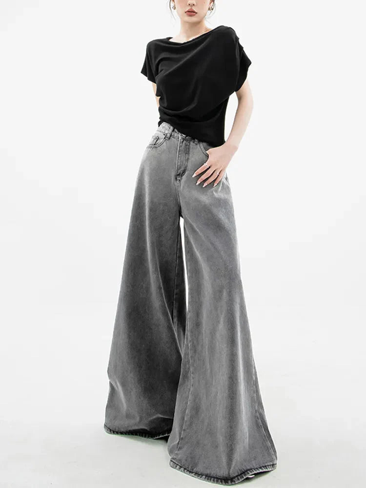 Dark Wash Super Wide Leg Jeans - KAYSMAR