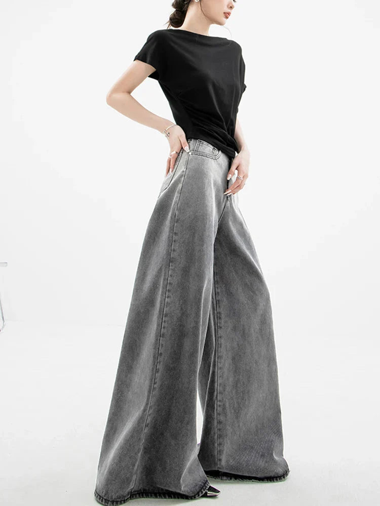 Dark Wash Super Wide Leg Jeans - KAYSMAR