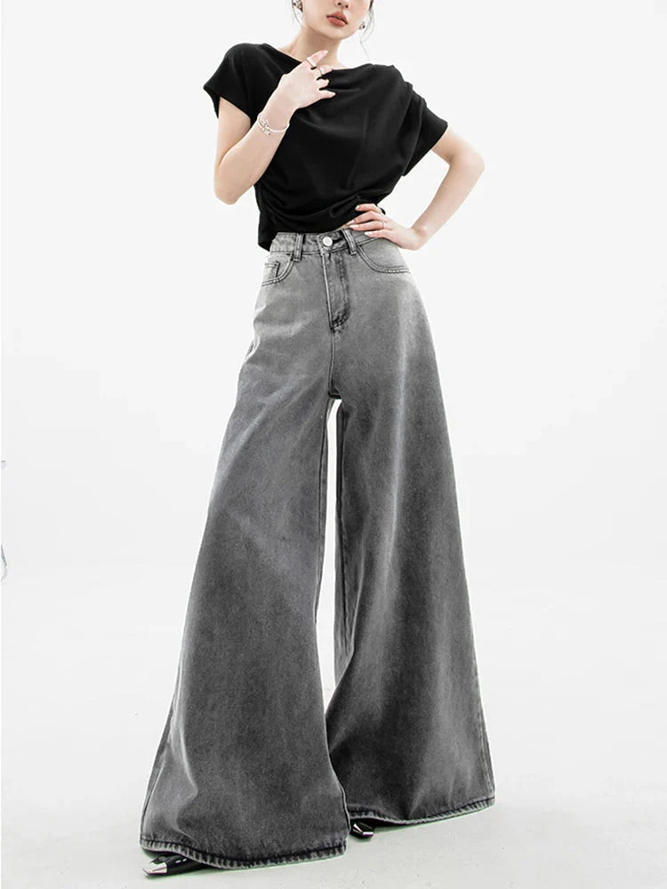 Dark Wash Super Wide Leg Jeans - KAYSMAR