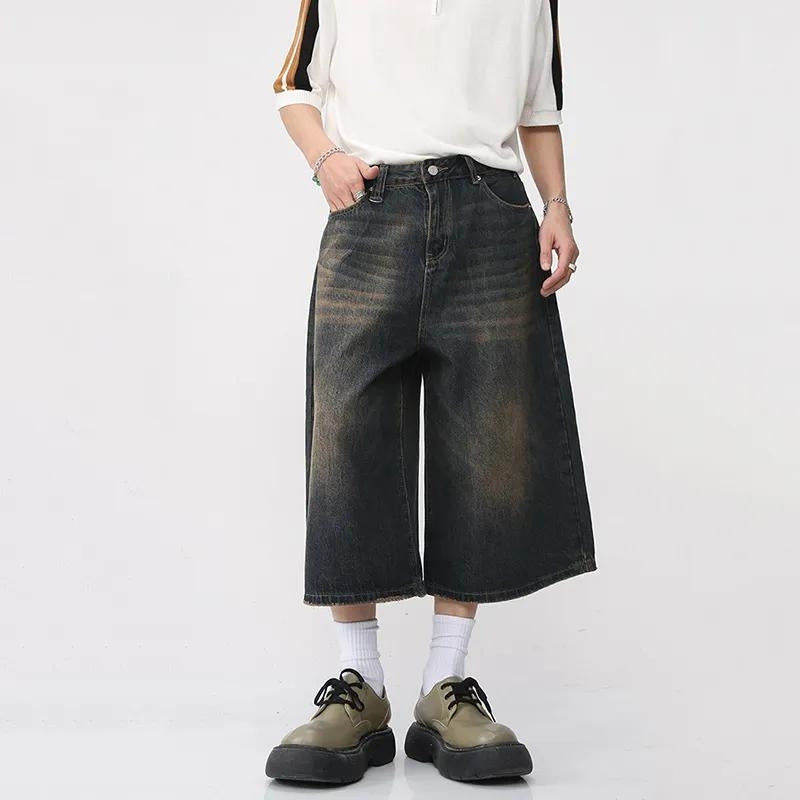 Dark Washed Jean Capri Shorts - KAYSMAR