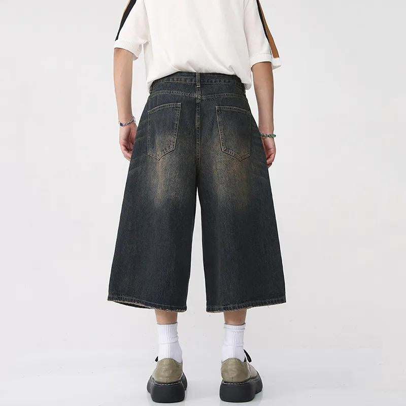 Dark Washed Jean Capri Shorts - KAYSMAR