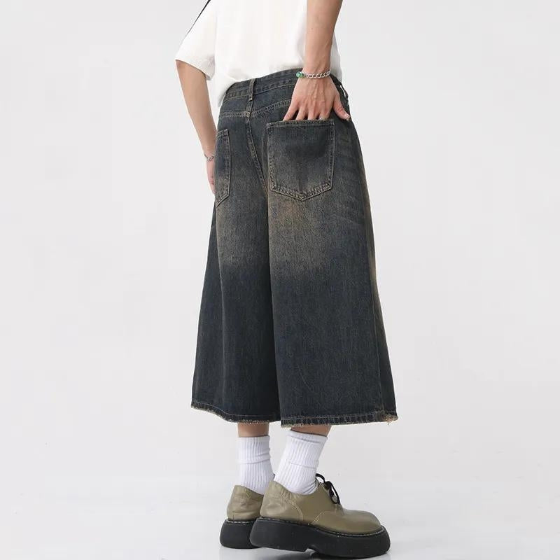Dark Washed Jean Capri Shorts - KAYSMAR