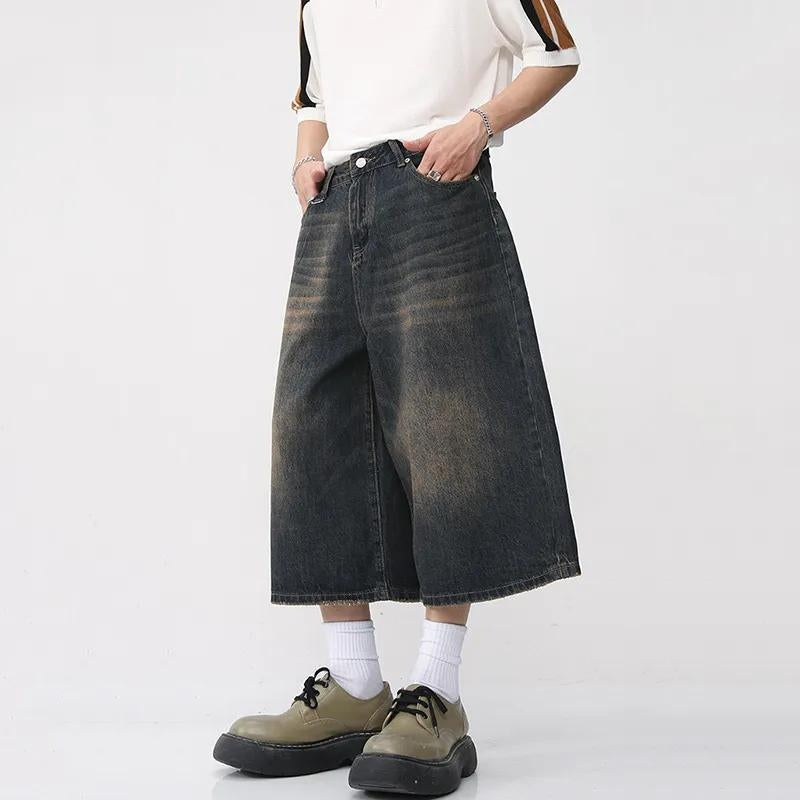 Dark Washed Jean Capri Shorts - KAYSMAR