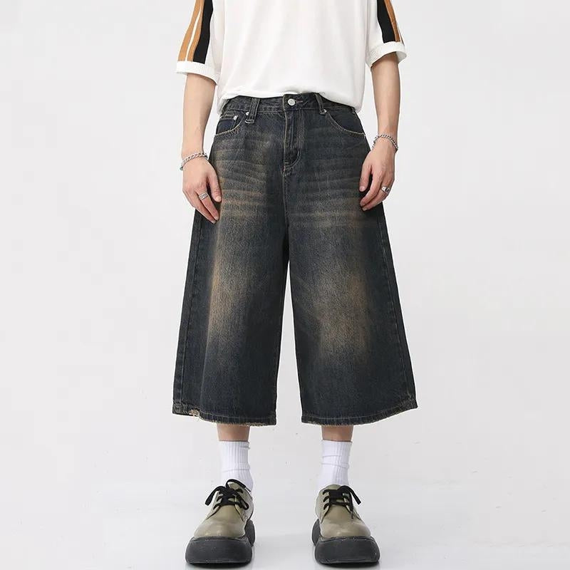 Dark Washed Jean Capri Shorts - KAYSMAR