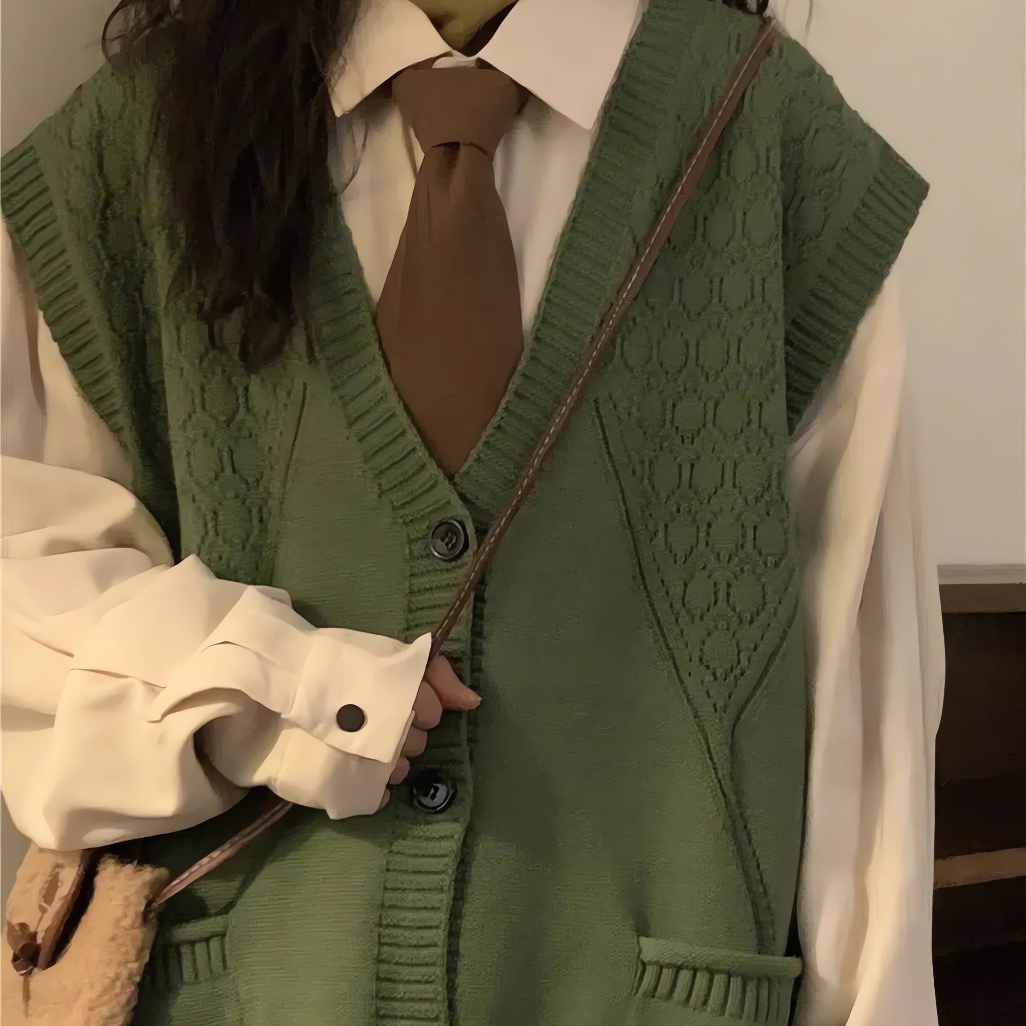 Dark Academia Deep V-Neck Sleeveless Cardigan - KAYSMAR