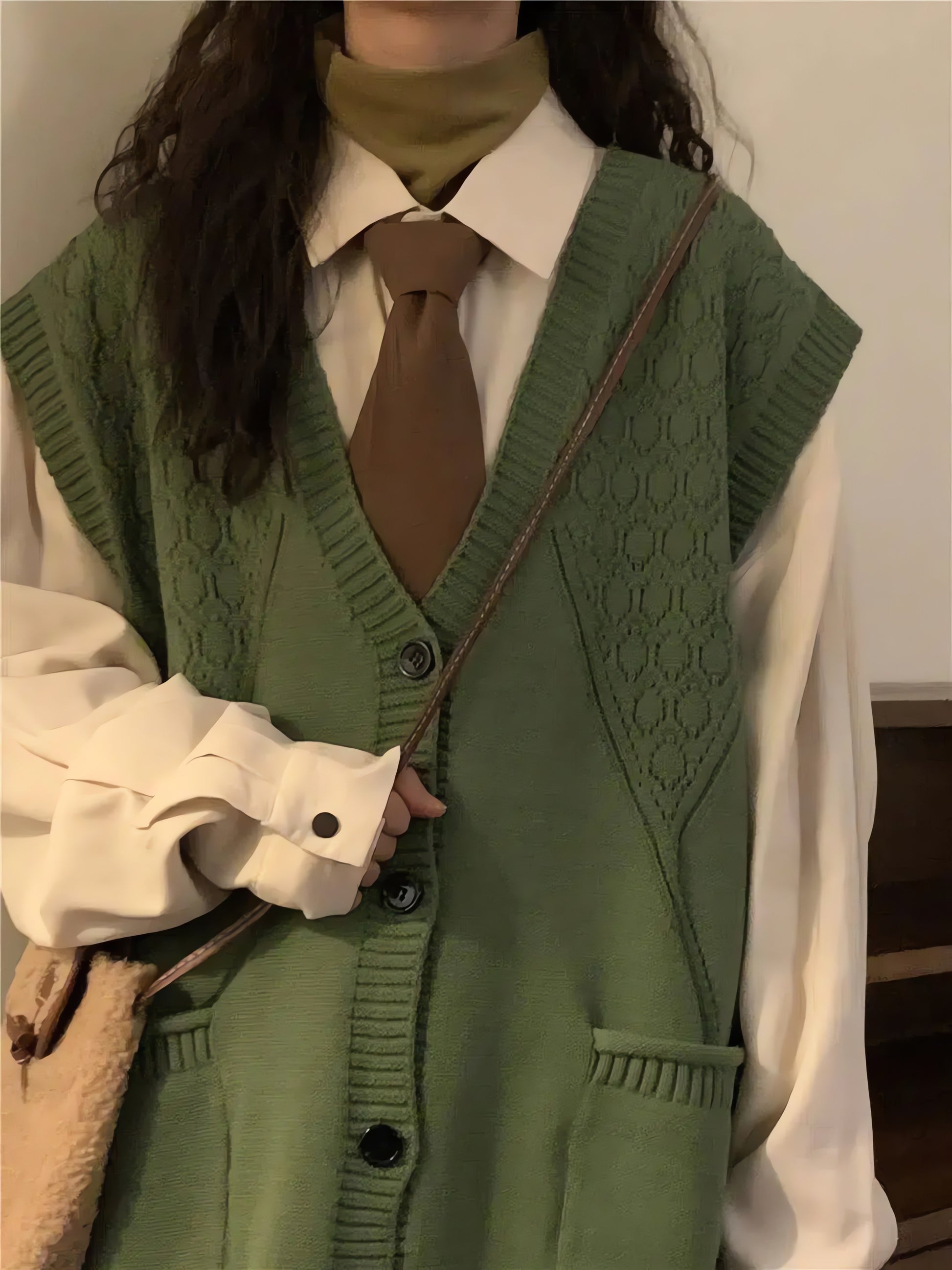 Dark Academia Deep V-Neck Sleeveless Cardigan - KAYSMAR