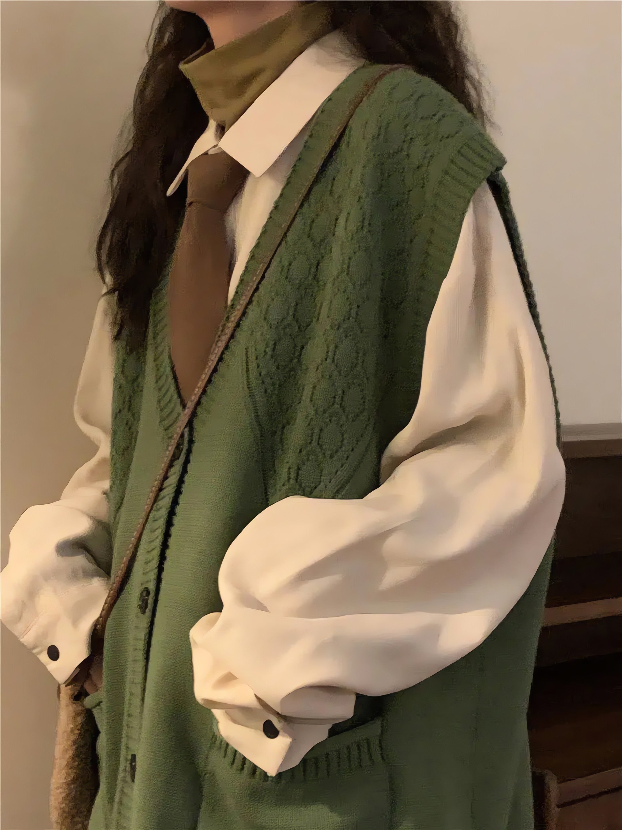 Dark Academia Deep V-Neck Sleeveless Cardigan - KAYSMAR