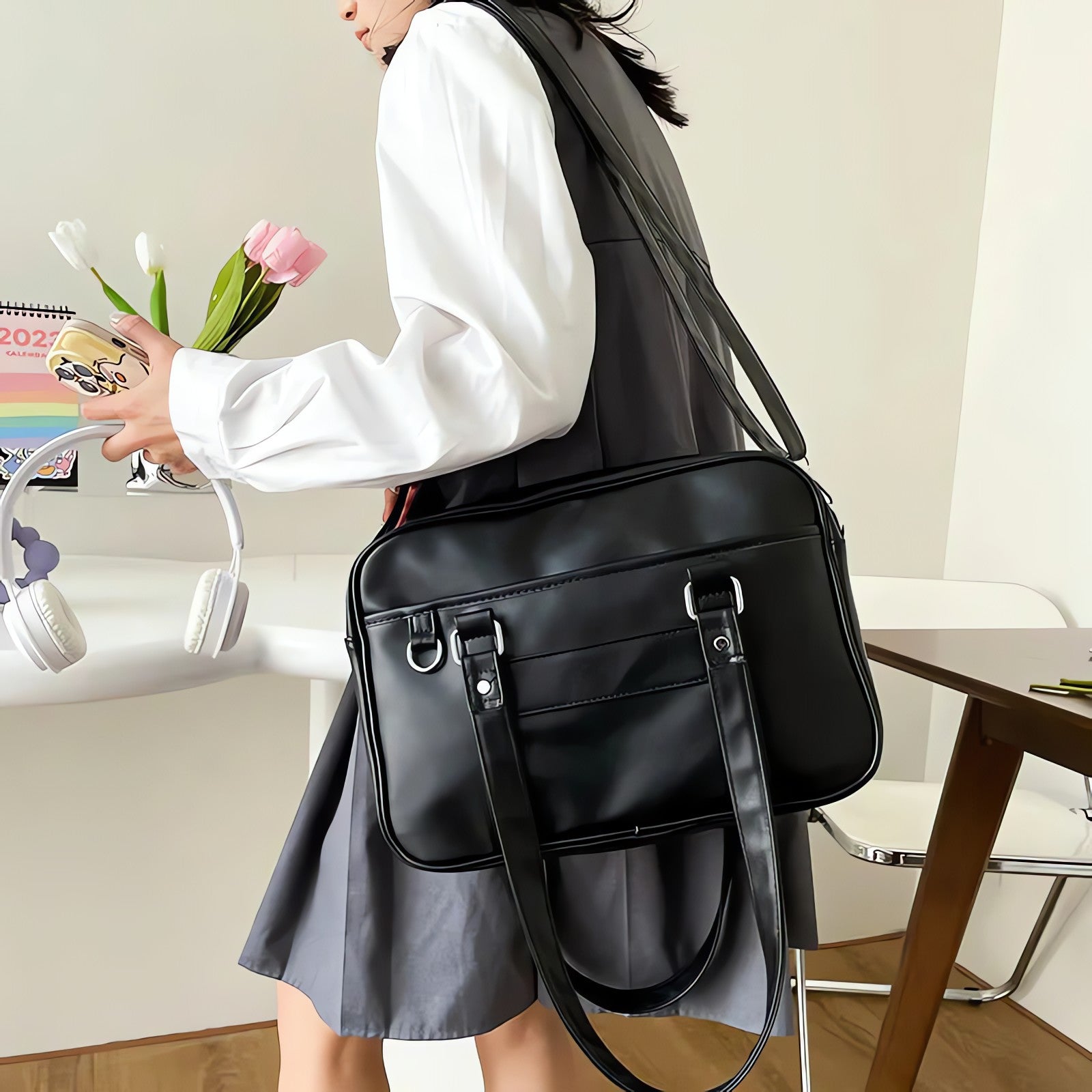 Dark Academia Faux Leather Messenger Bag - KAYSMAR